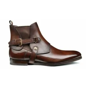 New Handmade Stylish Cover Chelsea Brown Pure Leather Ankle Boots for Men’s