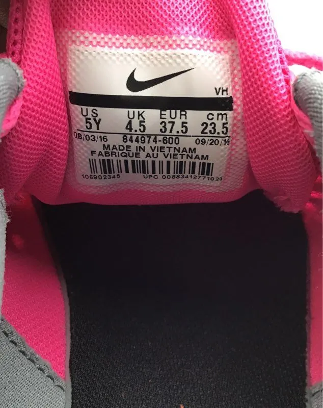 Nike Girls Lunarstelos 844974-600 Pink Gray Running Shoes - Size 5