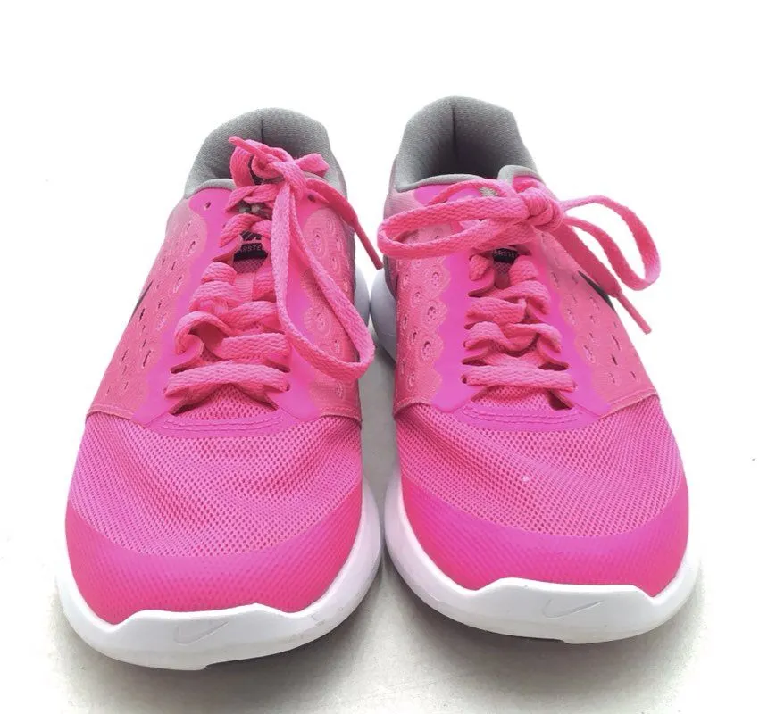 Nike Girls Lunarstelos 844974-600 Pink Gray Running Shoes - Size 5