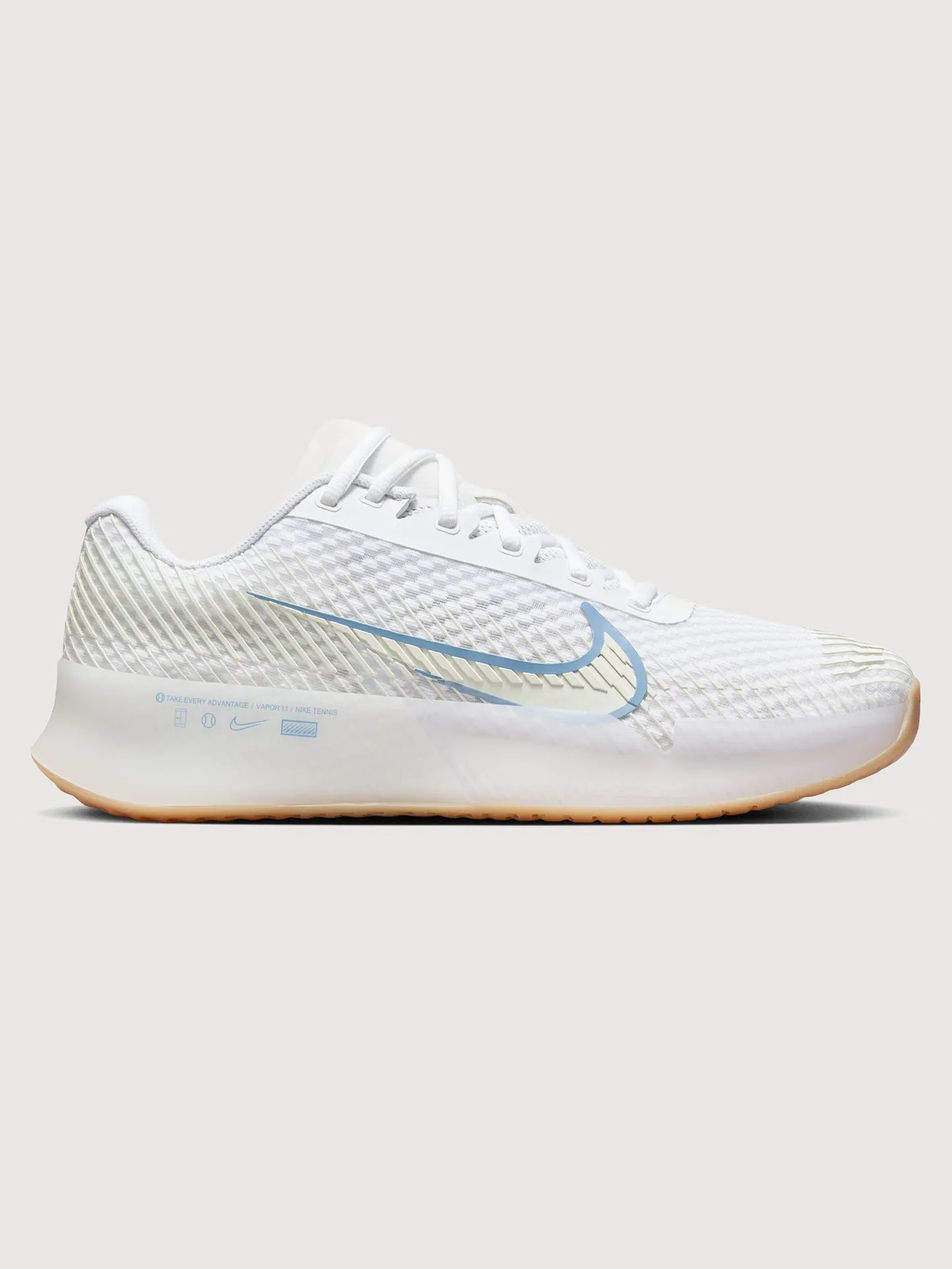 NikeCourt Air Zoom Vapor 11 - White/Light Blue-Sail-Gum- Light Brown