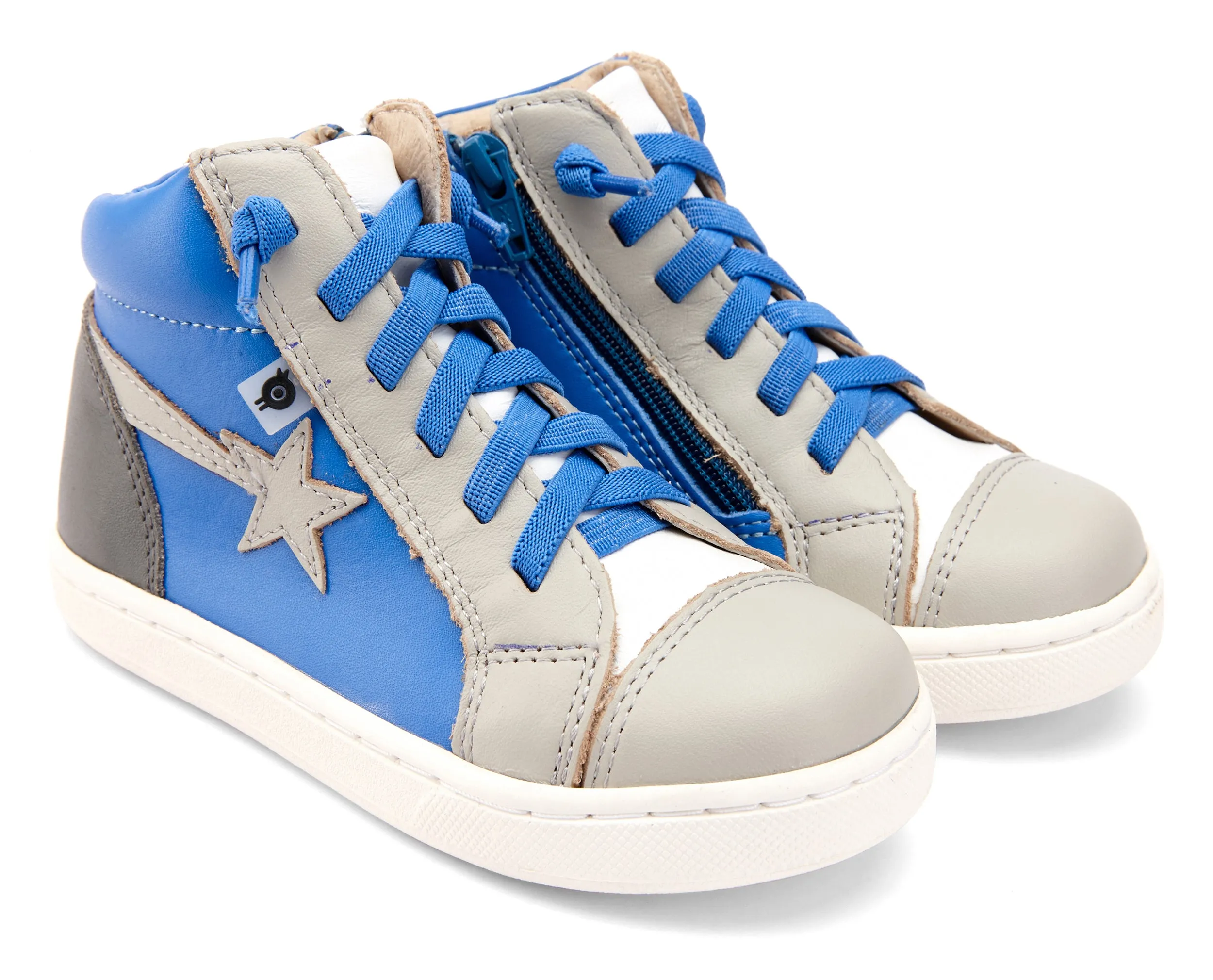 Old Soles Girl's and Boy's 6117 Shoot-High Sneaker - Neon Blue/Grey/Snow/Grey