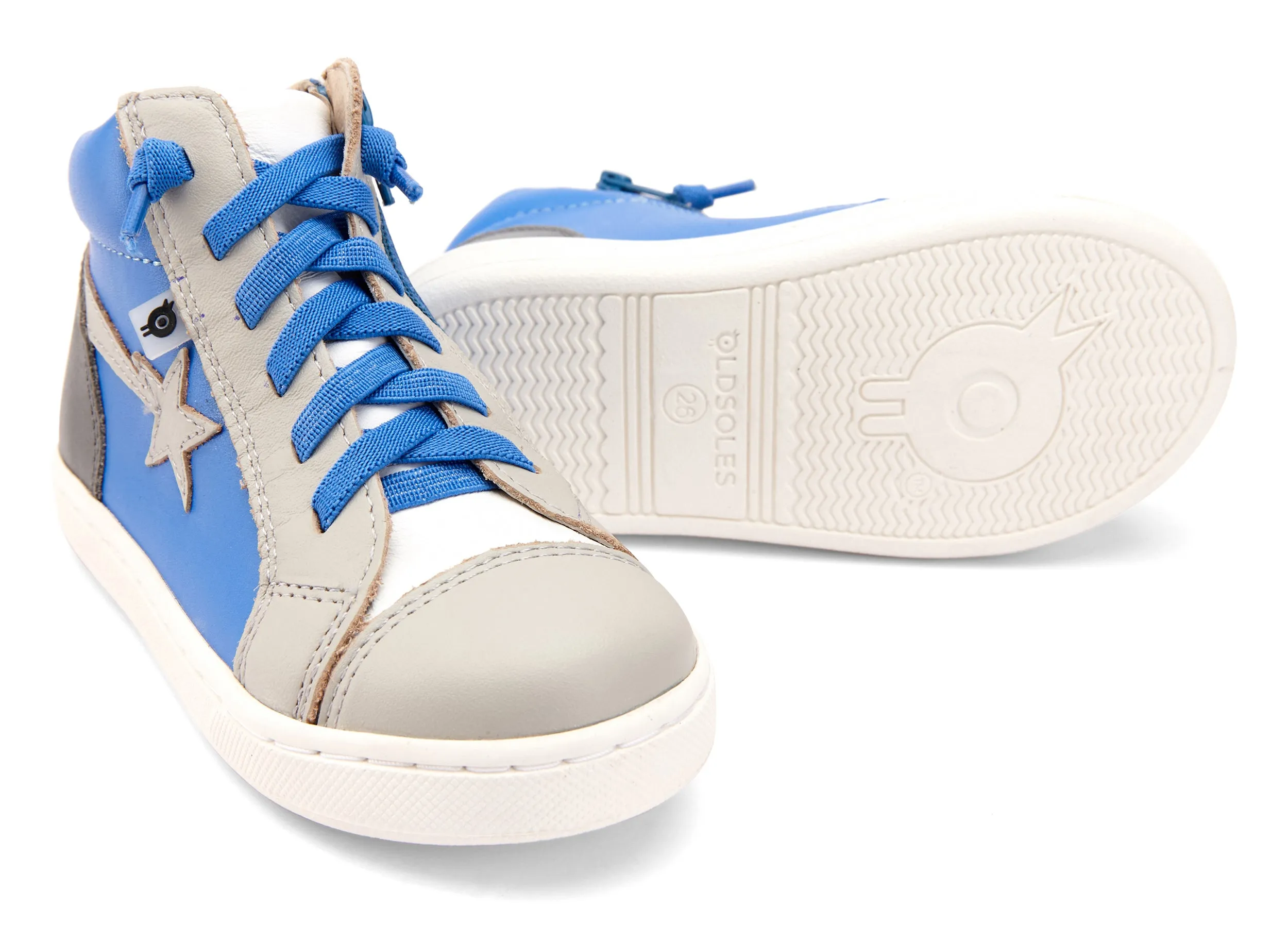 Old Soles Girl's and Boy's 6117 Shoot-High Sneaker - Neon Blue/Grey/Snow/Grey