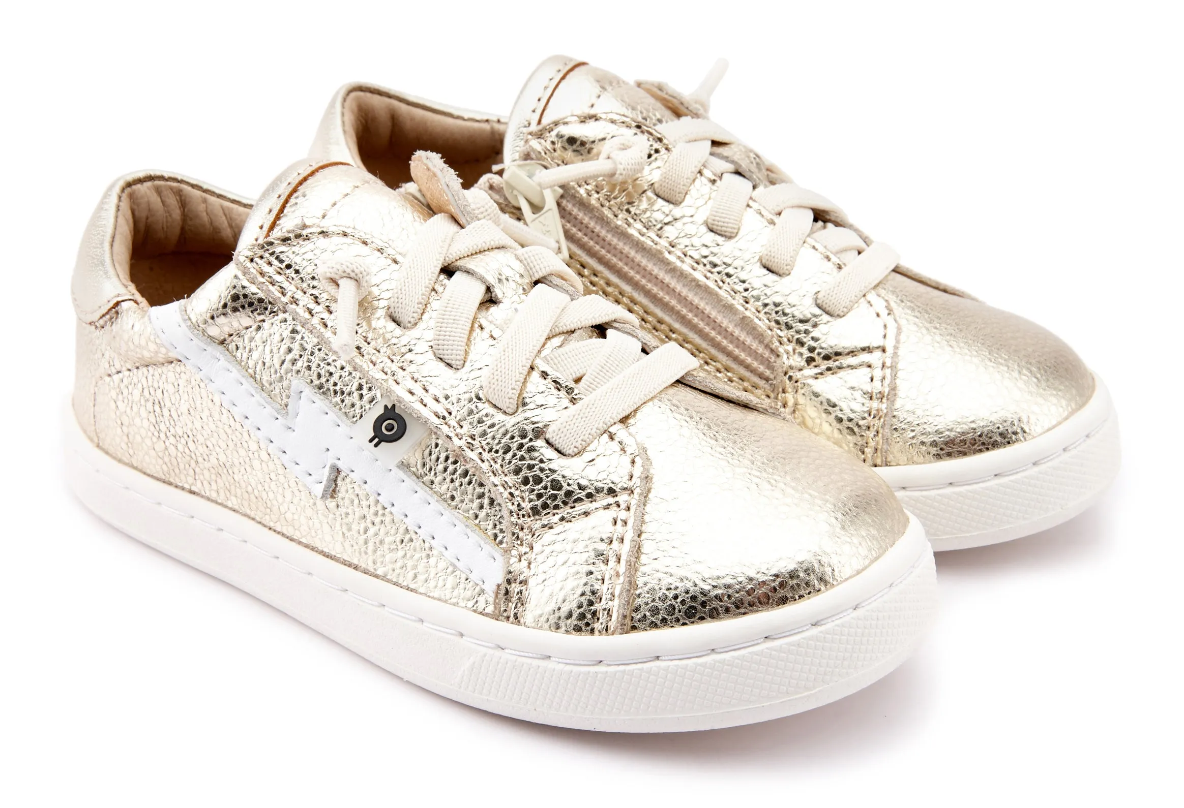 Old Soles Girl's and Boy's 6124 Bolty Runner Sneakers - Gold Pebble/Gold/Snow