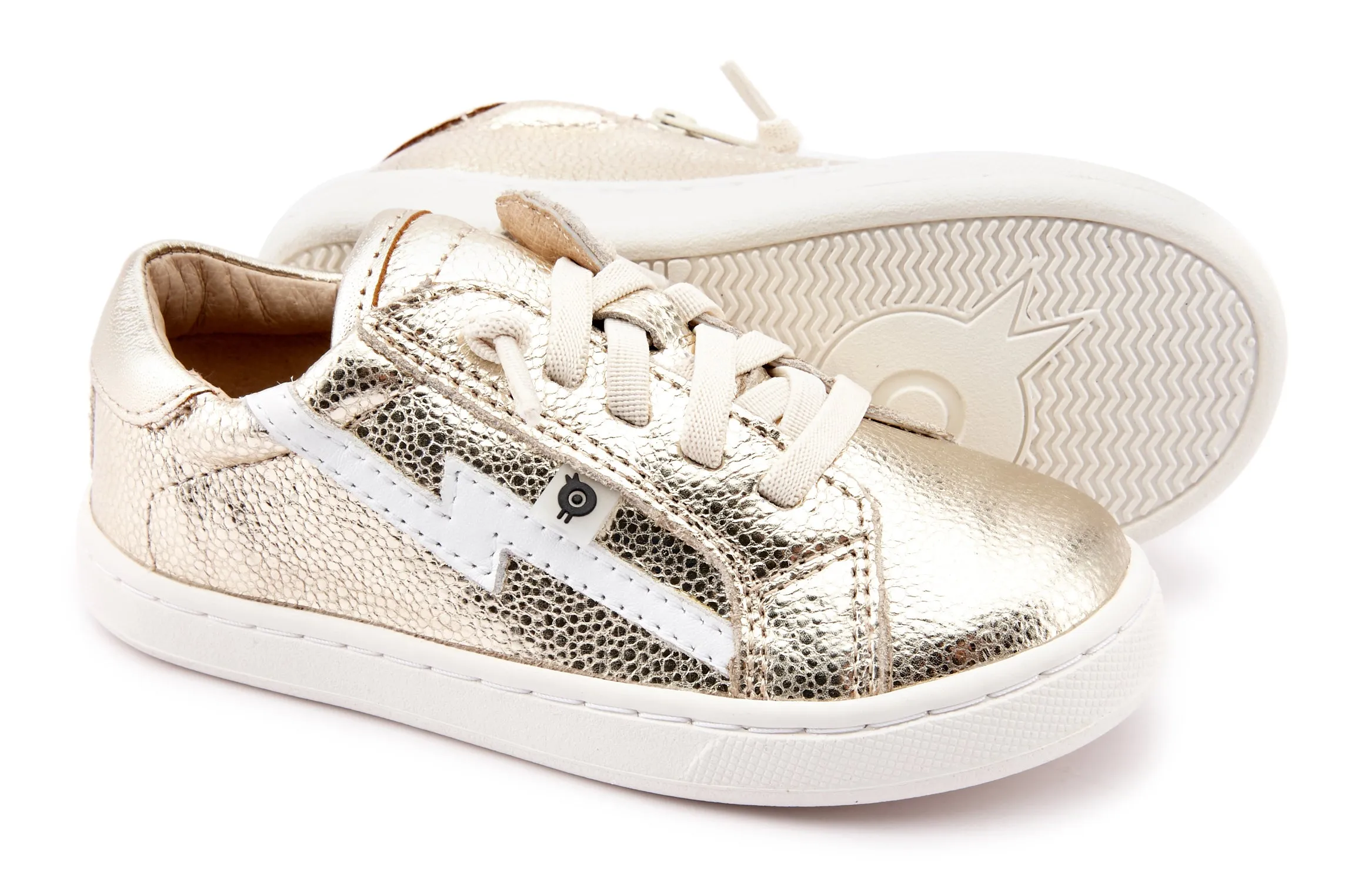 Old Soles Girl's and Boy's 6124 Bolty Runner Sneakers - Gold Pebble/Gold/Snow