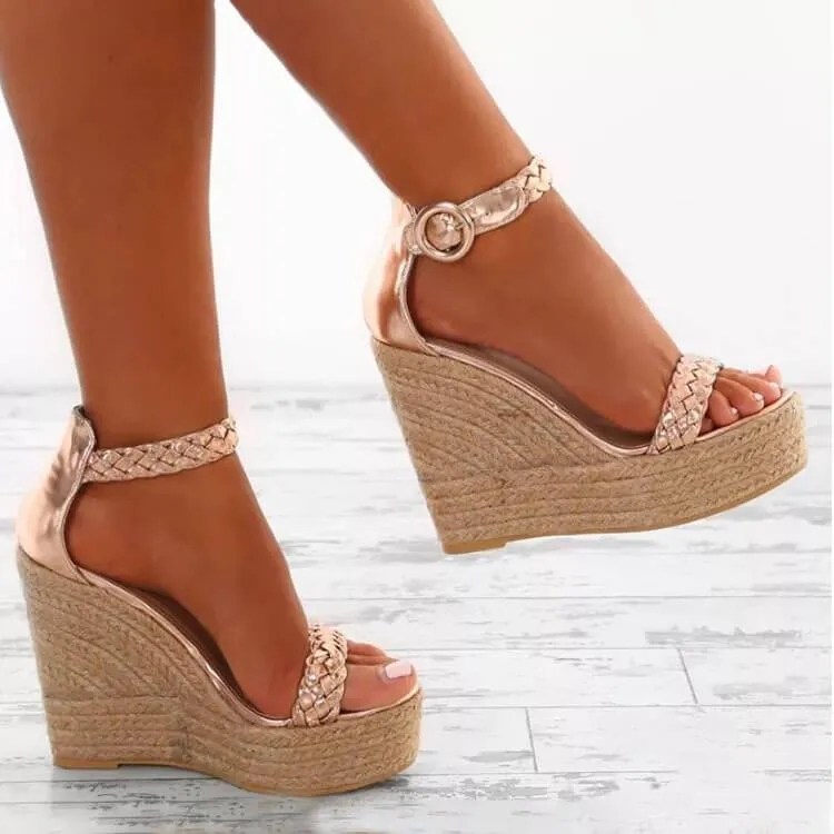 Platform Espadrille Heel  Buckle Platform Sandals