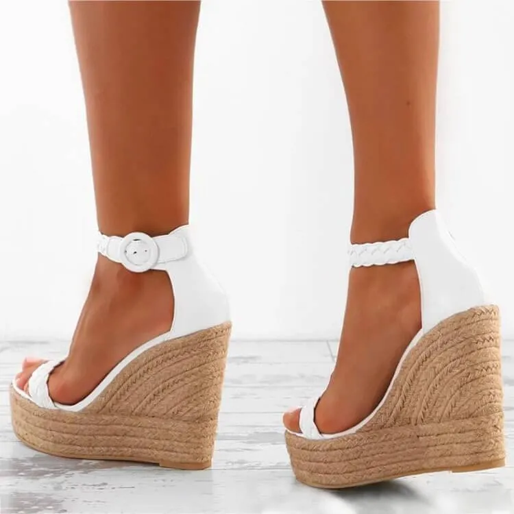 Platform Espadrille Heel  Buckle Platform Sandals