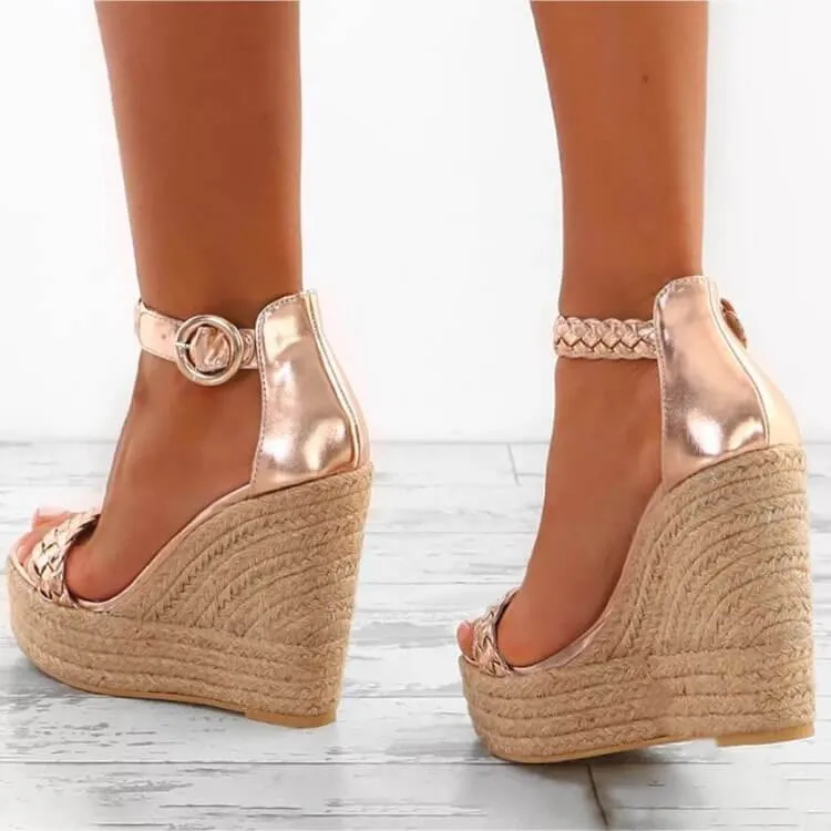 Platform Espadrille Heel  Buckle Platform Sandals