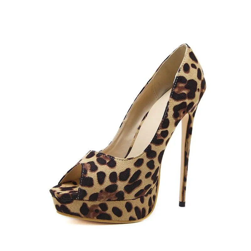 Platform Leopard High Heel Sandals