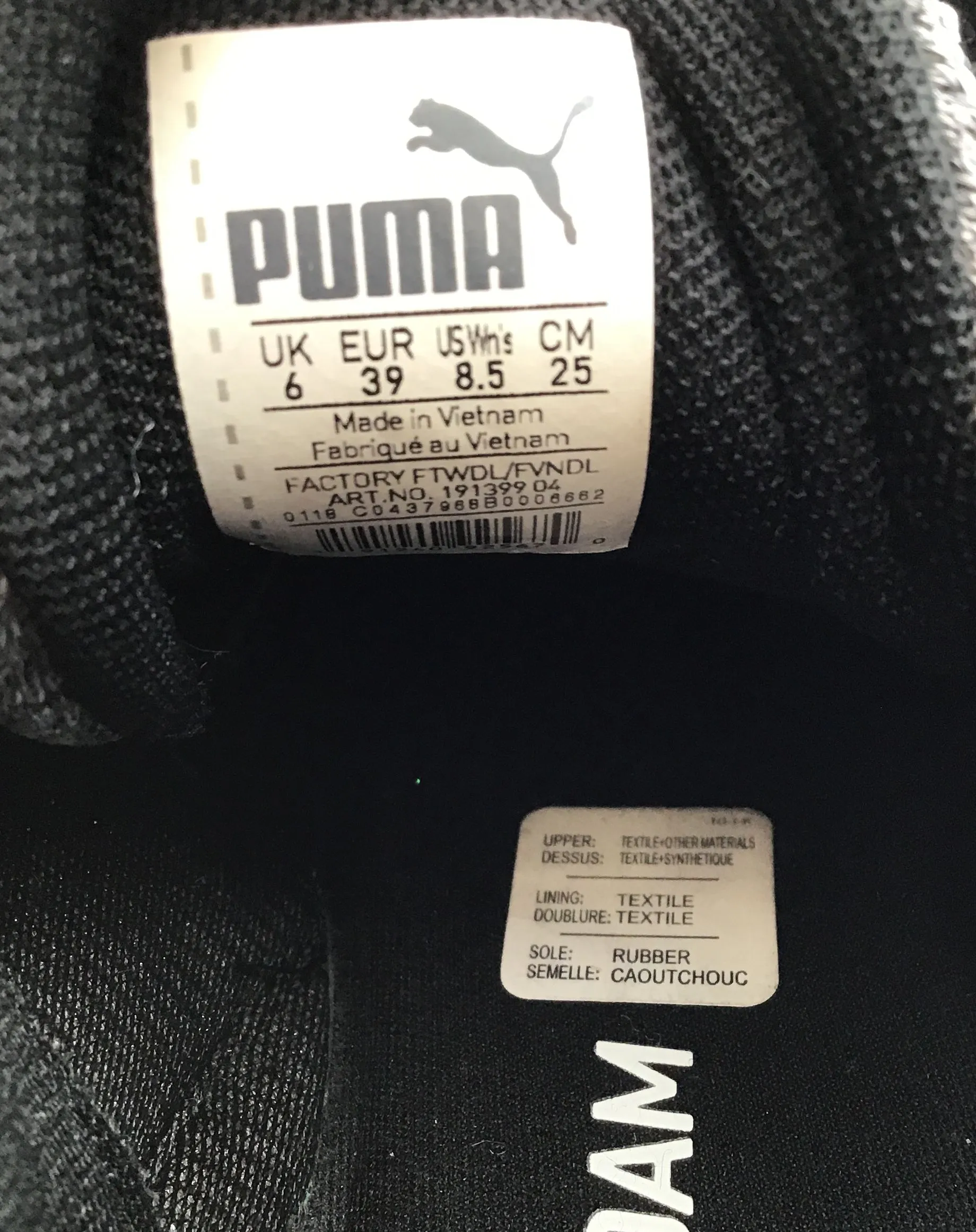 Puma Women's Mega NRGY Street 191399-04 Black Low Top Running Shoes - Size 8.5