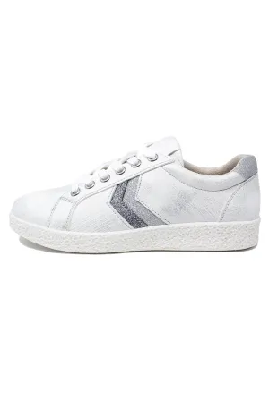 Silver Laced Trainers with Zig-Zag Glitter Stripes