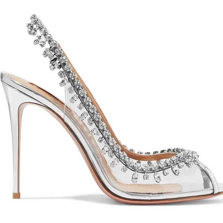 Silver Rhinestone High Heel Metallic Sandals
