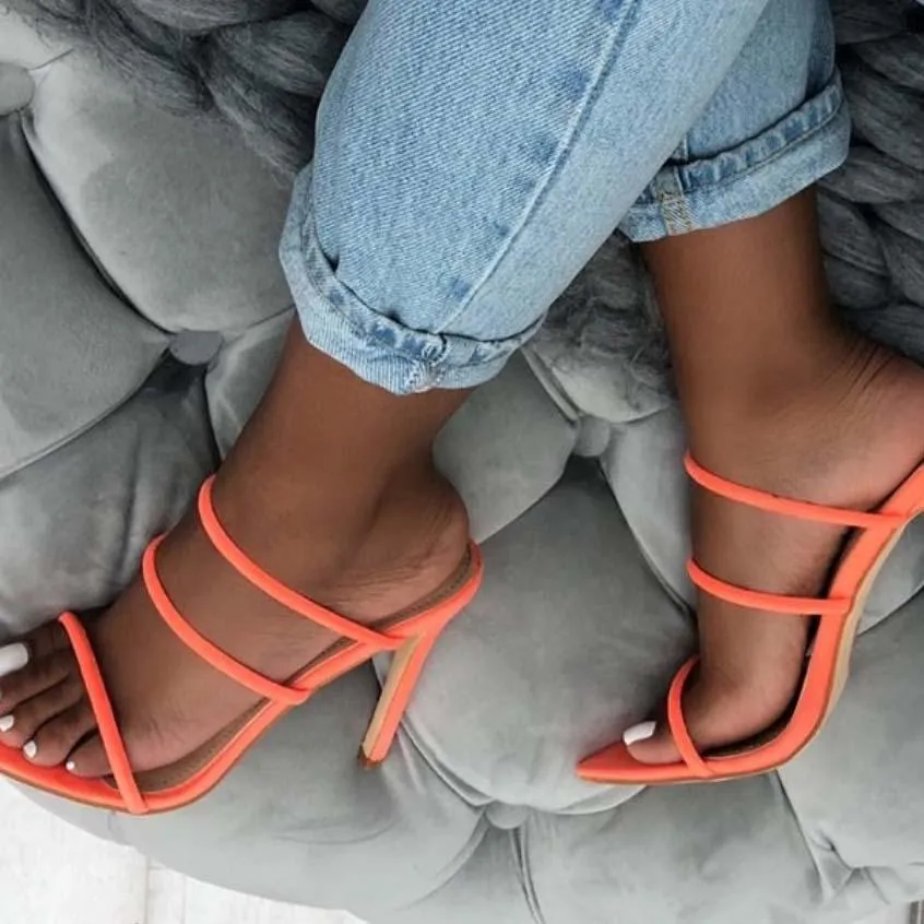 Slip-On Pointed Toe Peep Toe Sandals