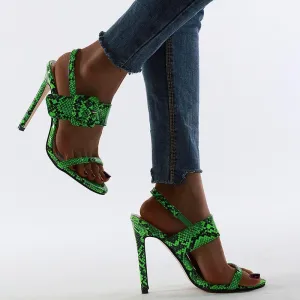 Snakeskin Leopard Leather Buckle Sandals