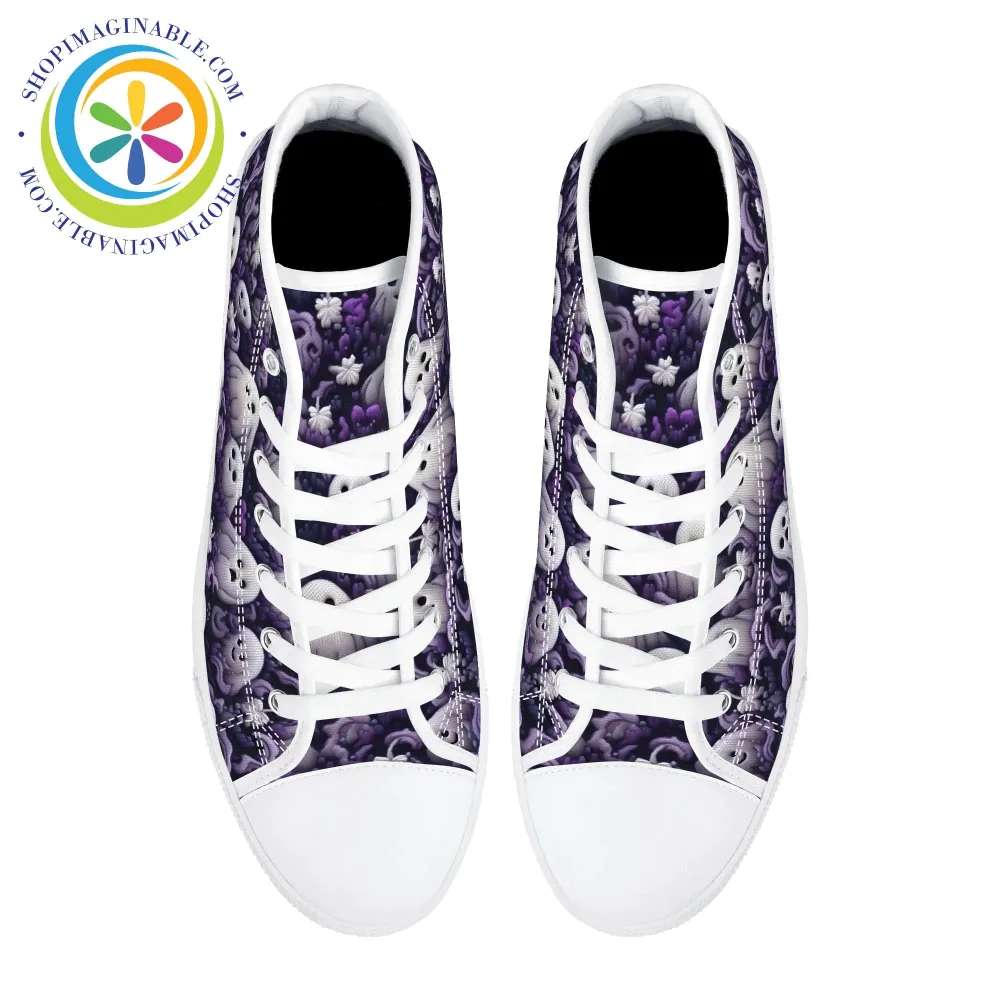 Spook-Tacular Ghosts Ladies High Top Canvas Shoes