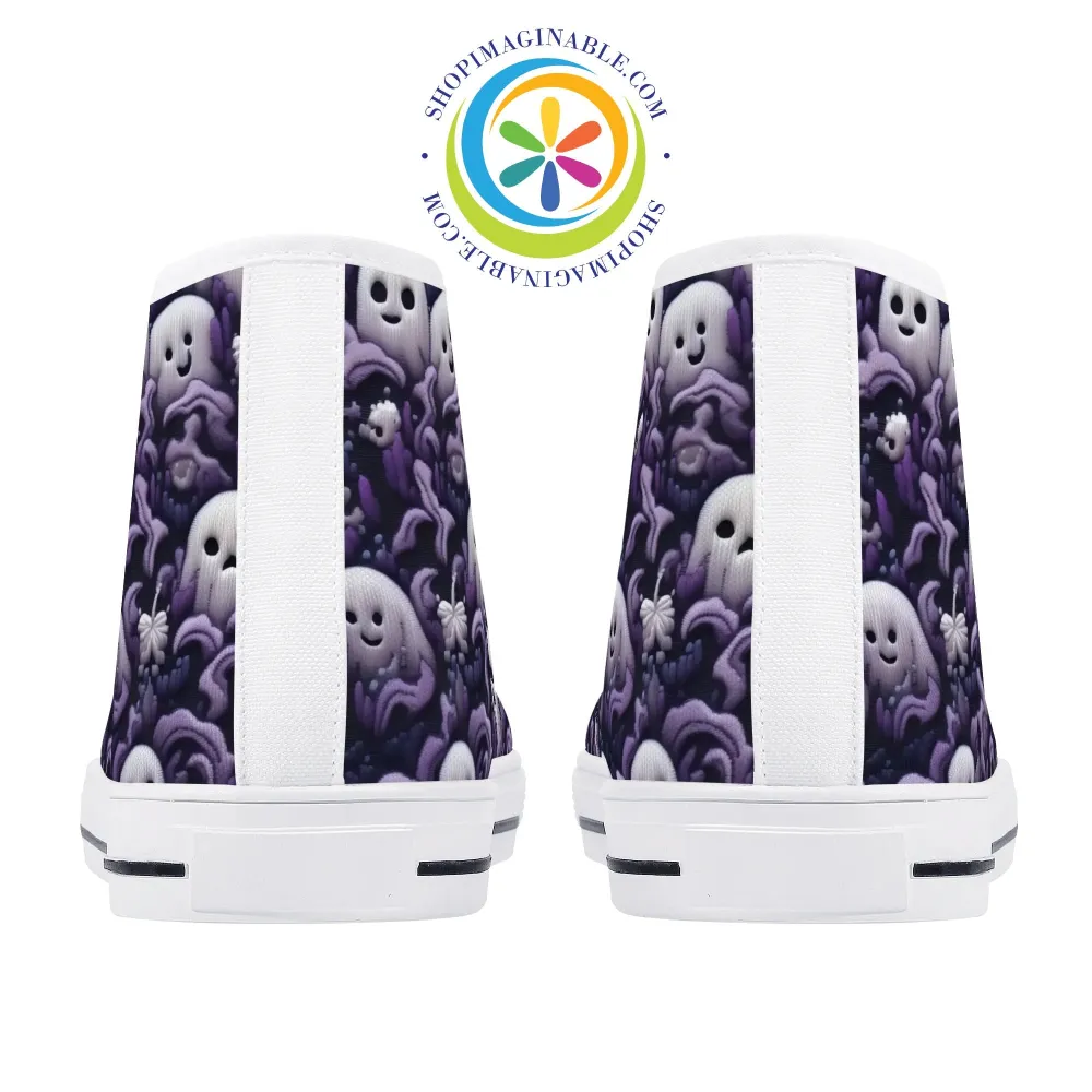 Spook-Tacular Ghosts Ladies High Top Canvas Shoes