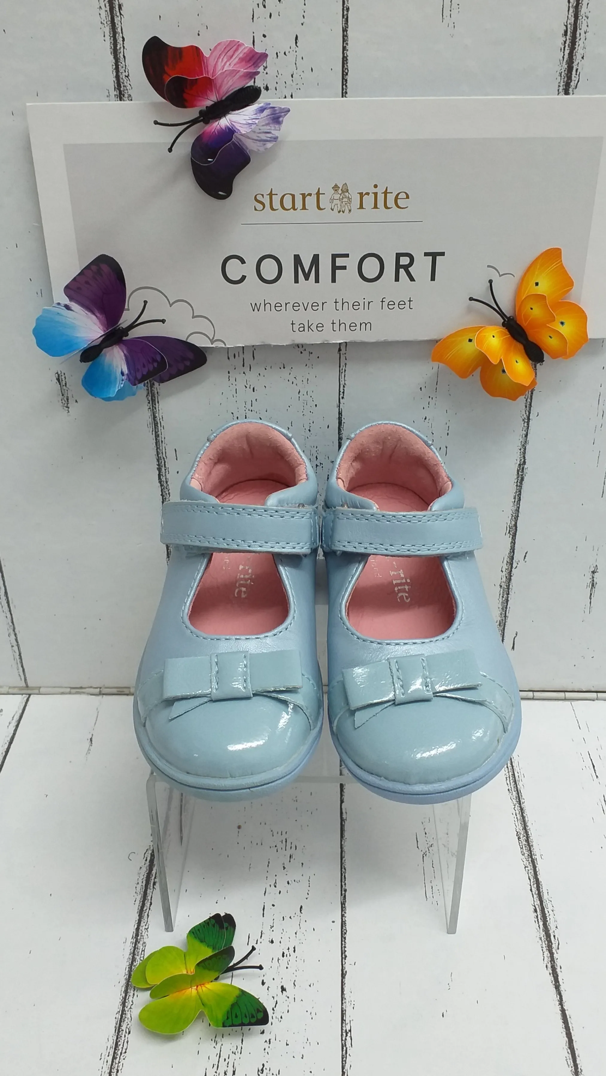 START-RITE - SR SUPER SOFT BOW - 0397-2 - Touch Fastening Shoe - Pale Blue