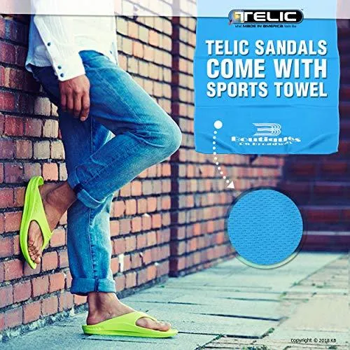 Telic Unisex Arch Support Flip Flops & Bob Sports Towel Shoe | $55 Value Midnight Black