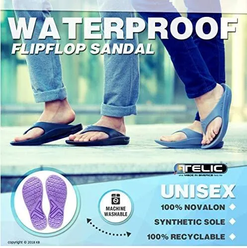 Telic Unisex Arch Support Flip Flops & Bob Sports Towel Shoe | $55 Value Midnight Black