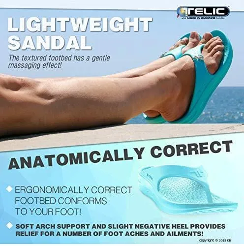 Telic Unisex Arch Support Flip Flops & Bob Sports Towel Shoe | $55 Value Midnight Black