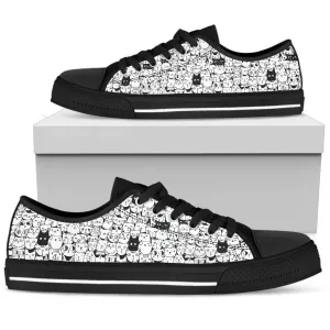 Tiny Cat Faces Women's Low Top Shoes Animal Sneakers