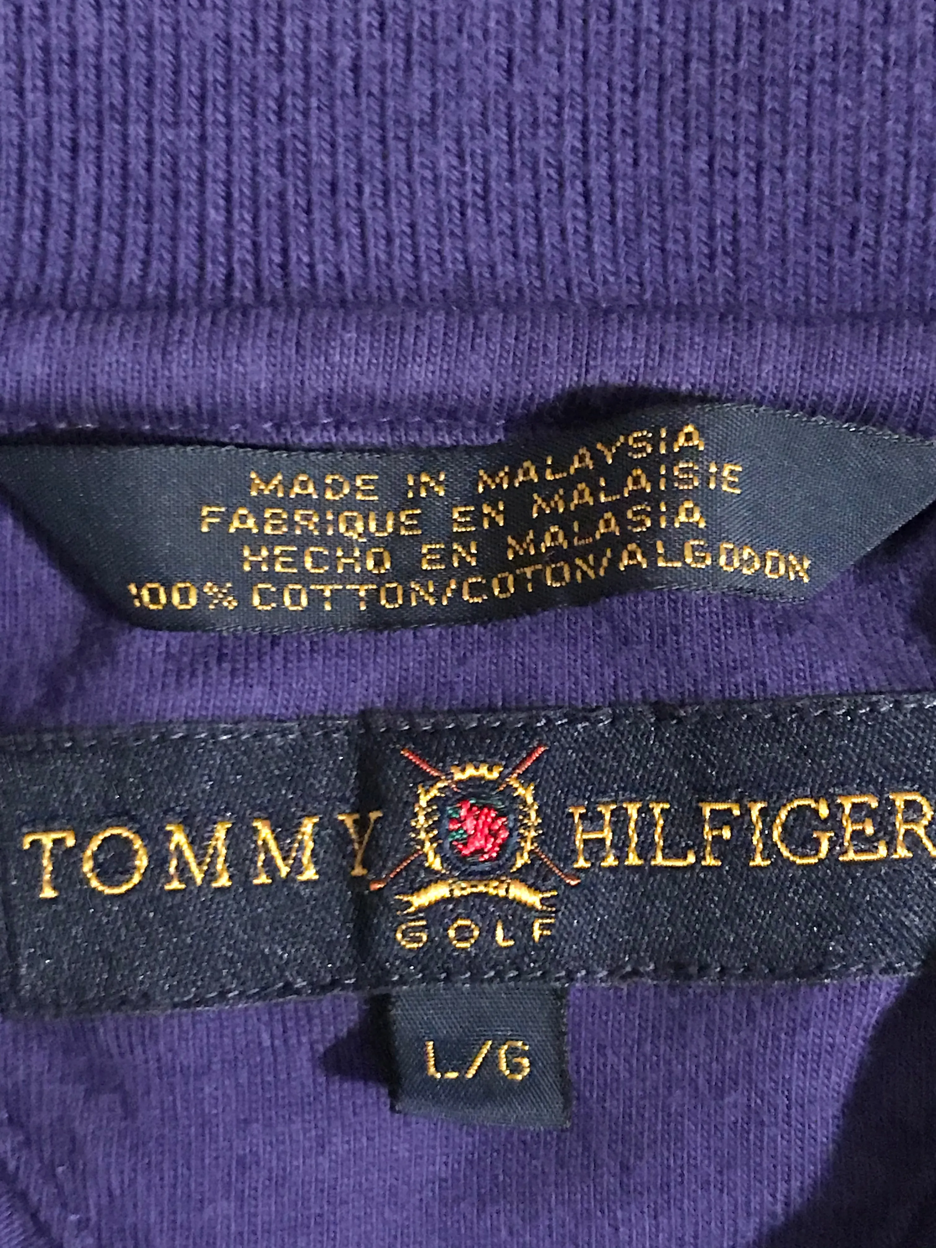 TOMMY HILFIGER Cingular Presidents Cup Golf T-Shirt Tee Shirt L Large Lrg Purple Polo Shirt