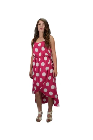 Tulip Hem Sleeveless High Low Vintage Polka Dot Airy Light Dress