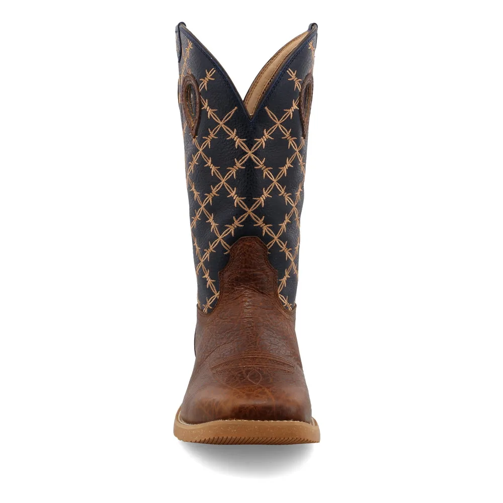 'Twisted X' Men's 12" Tech X Western Square Toe - Rustic Brown/ Navy