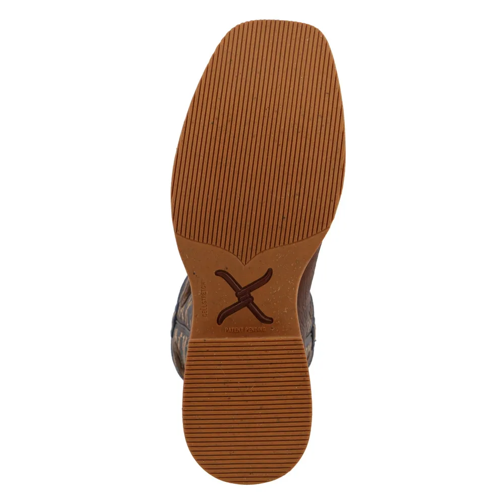 'Twisted X' Men's 12" Tech X Western Square Toe - Rustic Brown/ Navy