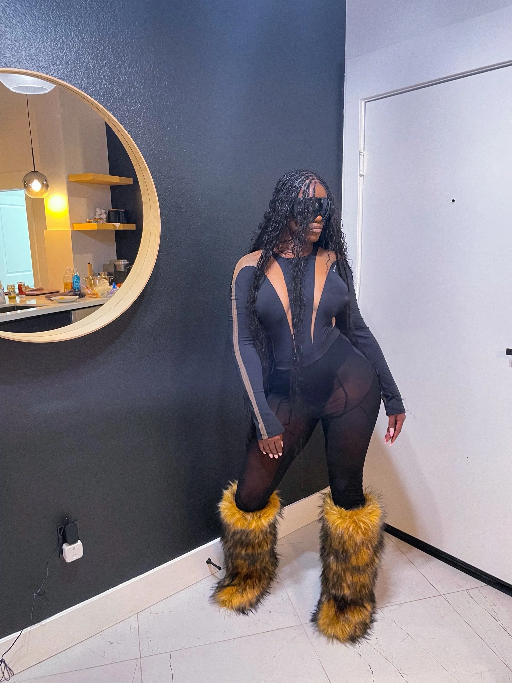 “Velvet Aura” Knee High Fur Boots