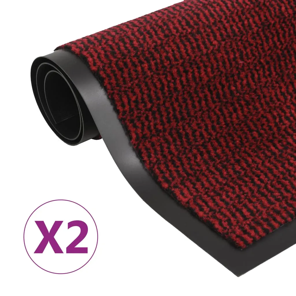 vidaXL Dust Control Mats 2 pcs Rectangular Tufted 80x120 cm Red
