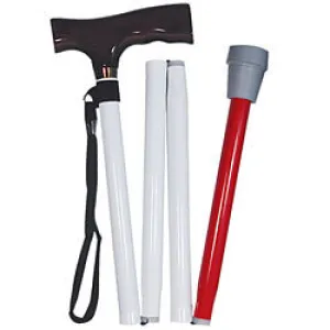 White Support Cane - Folding, Adjustable