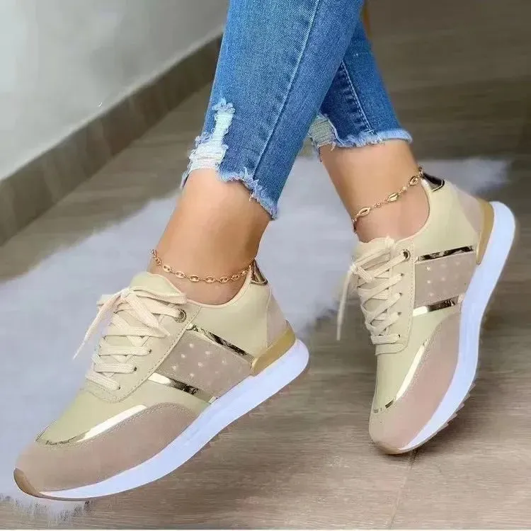 Women Wedges Sneakers Lace Up Breathable Sports Shoes