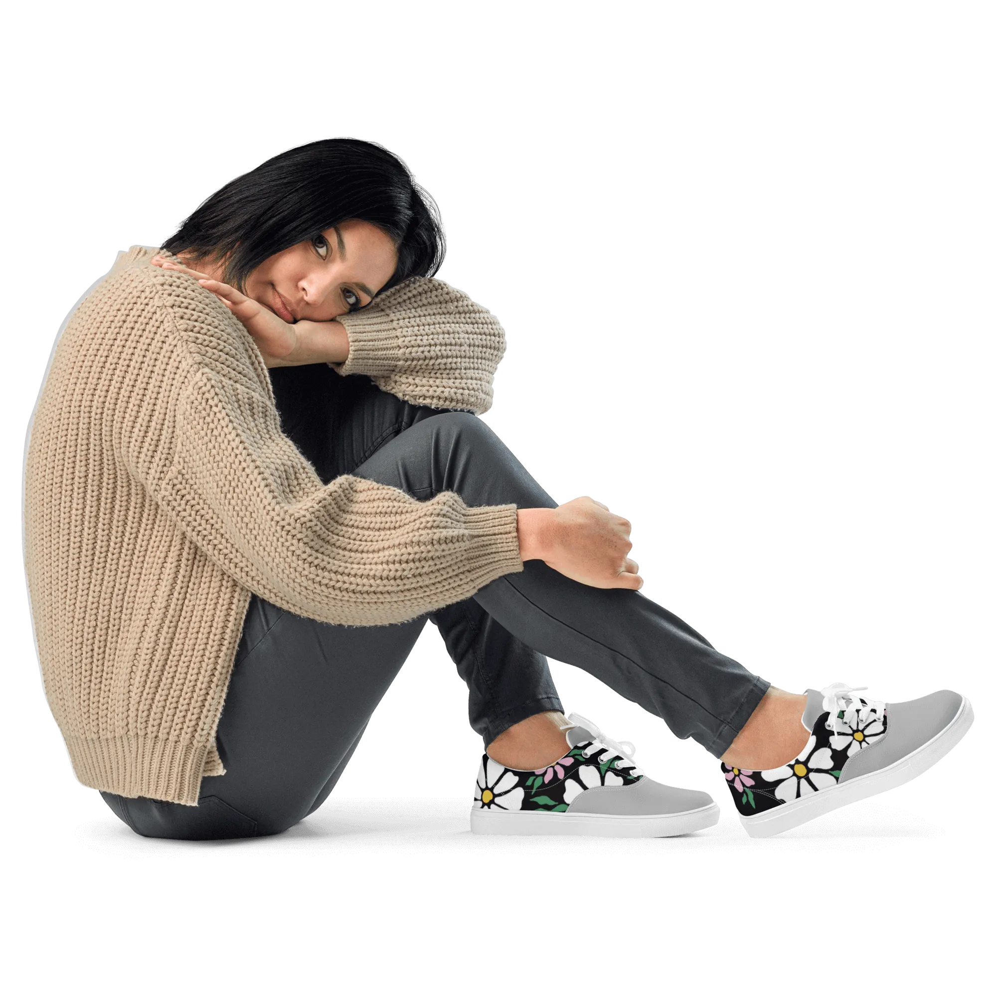 Women’s Flower lace-up canvas shoes