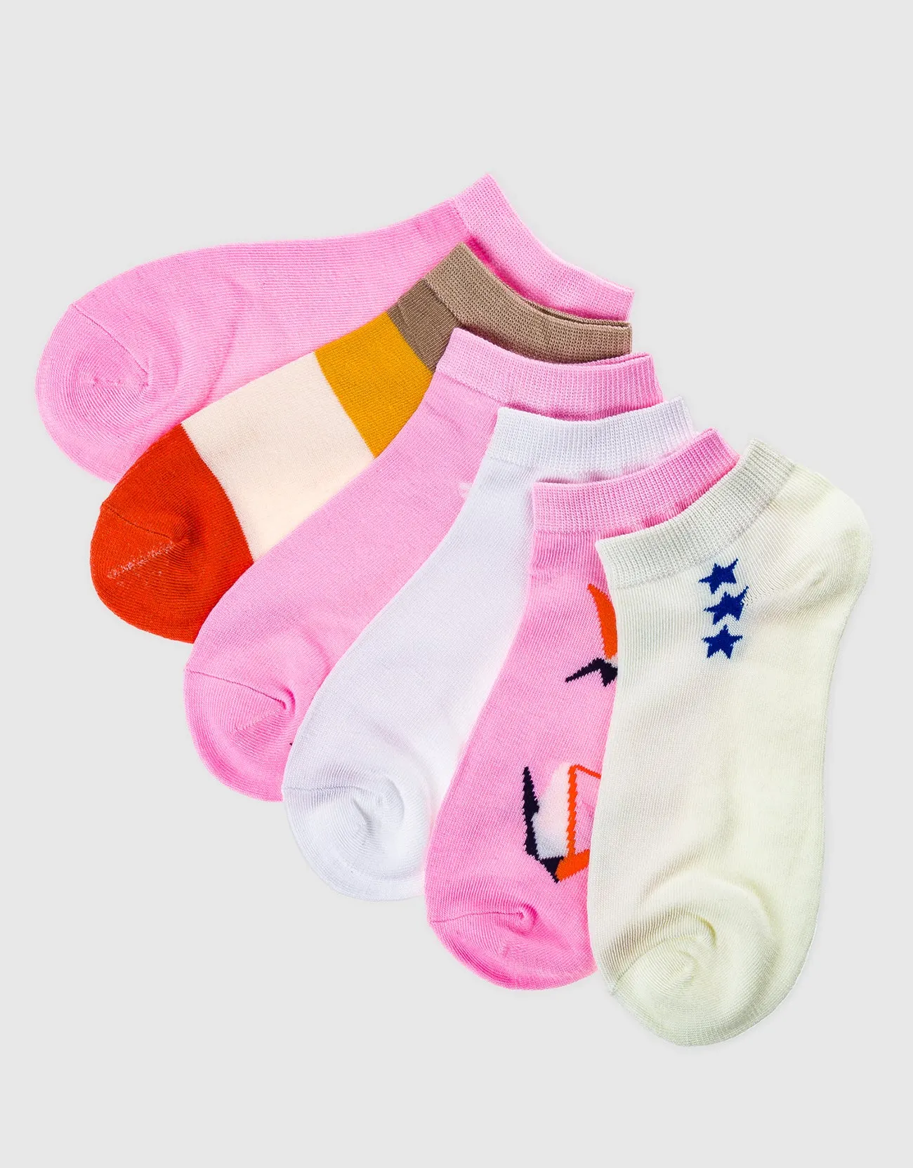 Womens Multicolor Ankle Socks 6 Pack